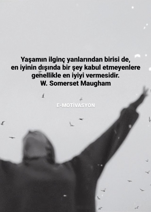 "Yaşamın ilginç yanlarından birisi de, en iyinin dışında bir şey kabul etmeyenlere genellikle en iyiyi vermesidir." W. Somerset Maugham