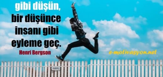 "Bir eylem insanı gibi düşün, bir düşünce insanı gibi eyleme geç." Henri Bergson